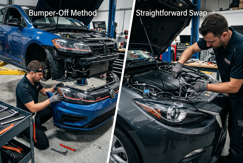 How to Replace a Headlight Housing: Bumper-Off vs Bolt-In