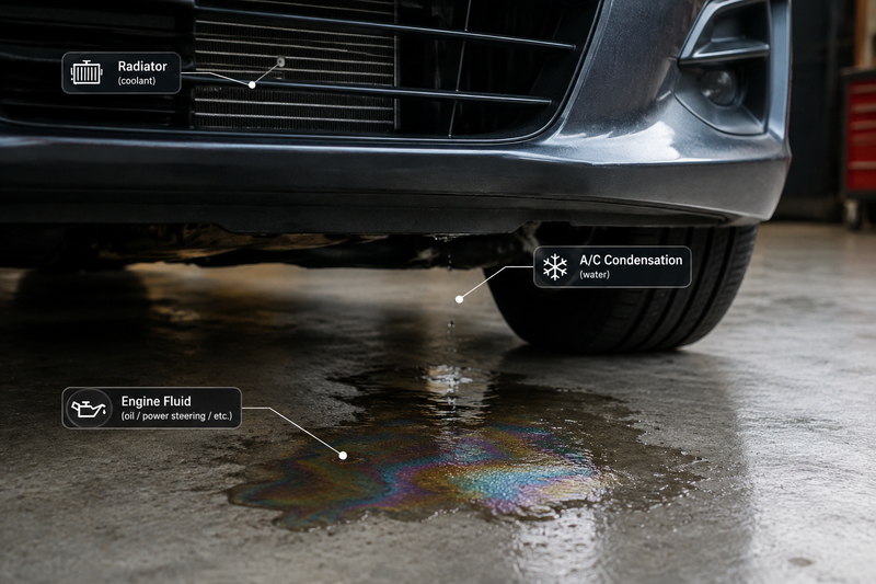 Puddle Under Your Bumper? Radiator vs. A/C vs. Fluid