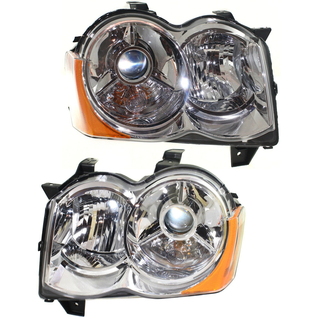 2008-2010 Jeep Grand Cherokee Headlights - Xenon, Driver & Passenger Side (55157485AG)