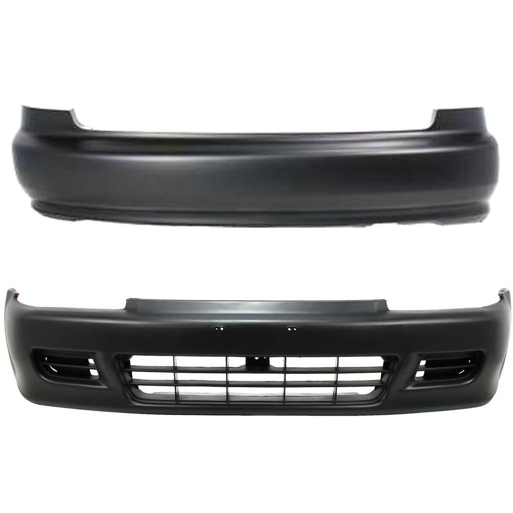 1992-1995 Honda Civic Bumper Covers - Front & Rear, Primed, Hatchback (71101SR0A00ZZ)
