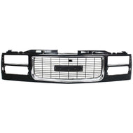 Grille Assy Black with Chrome Center For 94-98 GMC C1500 94-00 K1500 K2500 Yukon