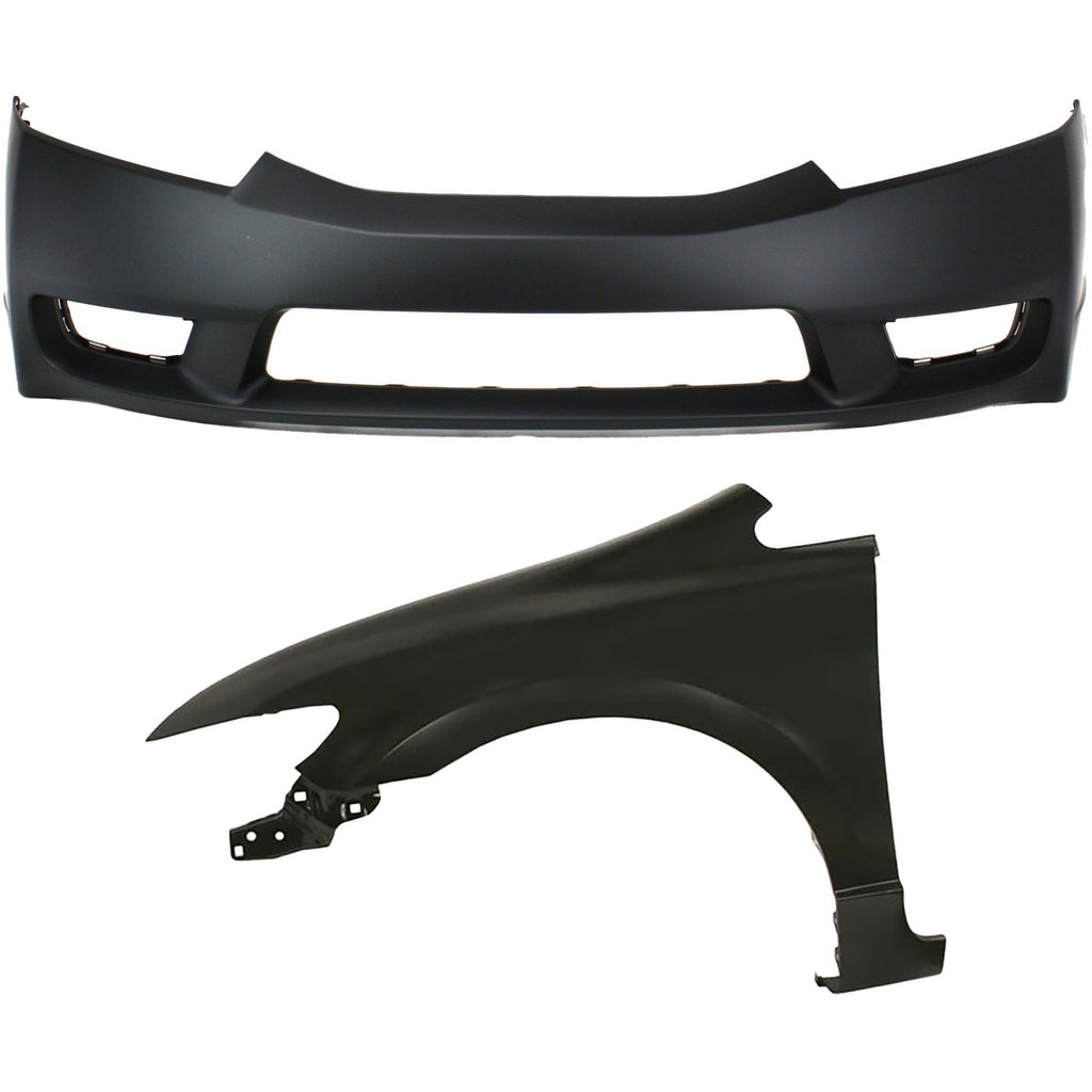 2009-2011 Honda Civic Bumper Cover - Front, Sedan (04711SNAA90ZZ)