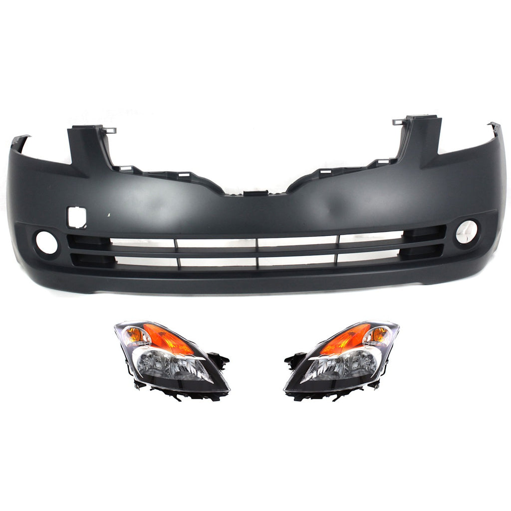 2007-2009 Nissan Altima Bumper Cover - Halogen, Front, 3-Piece (26010JA00B)