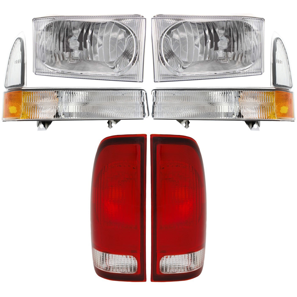 2002-2004 Ford Headlights - Left & Right, w/ Bulbs (2C3Z13008AA)