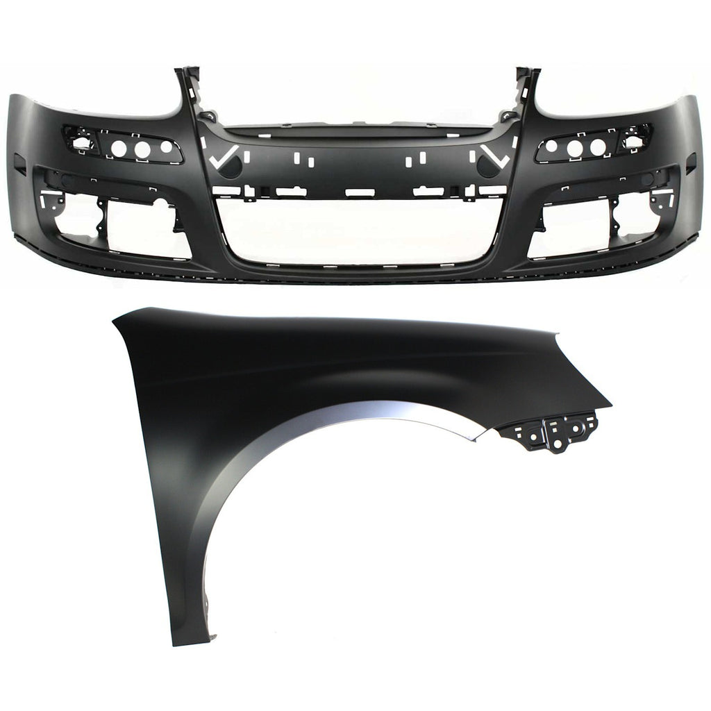 2005-2010 Volkswagen Jetta Bumper Covers - Front, CAPA Certified (1K0807217AGRU)