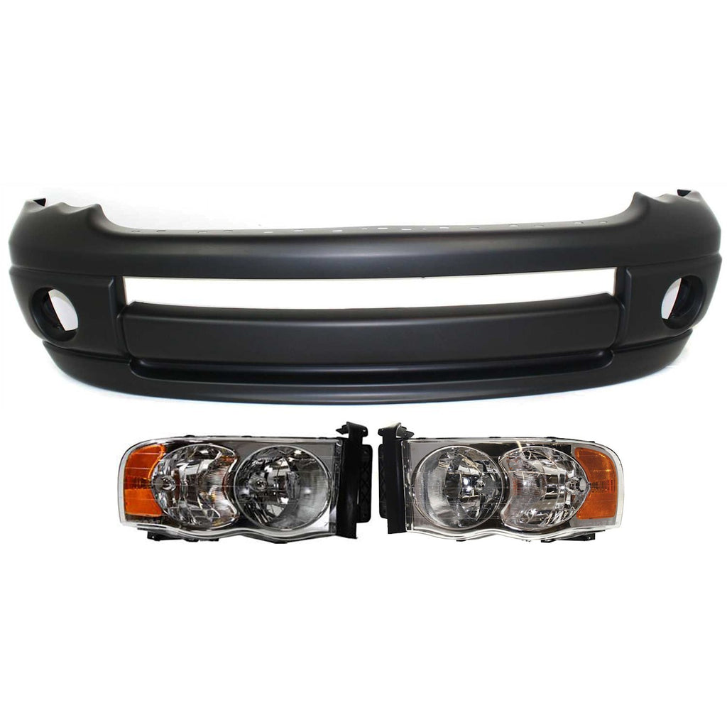 2002-2005 Dodge Ram 1500, Ram 2500 & Ram 3500 Bumper Cover - Front, 3-Piece (5073001AF)