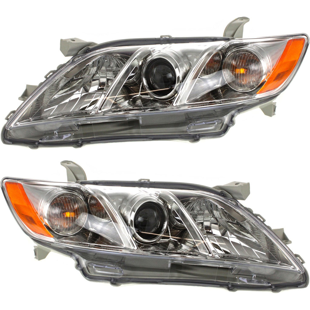 2007-2009 Toyota Camry Headlights - Left & Right, w/ Bulbs, CAPA Certified (8111006B90)