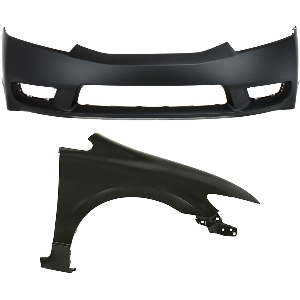 2009-2011 Honda Civic Bumper Cover - Front, CAPA Certified, Sedan (04711SNAA90ZZ)