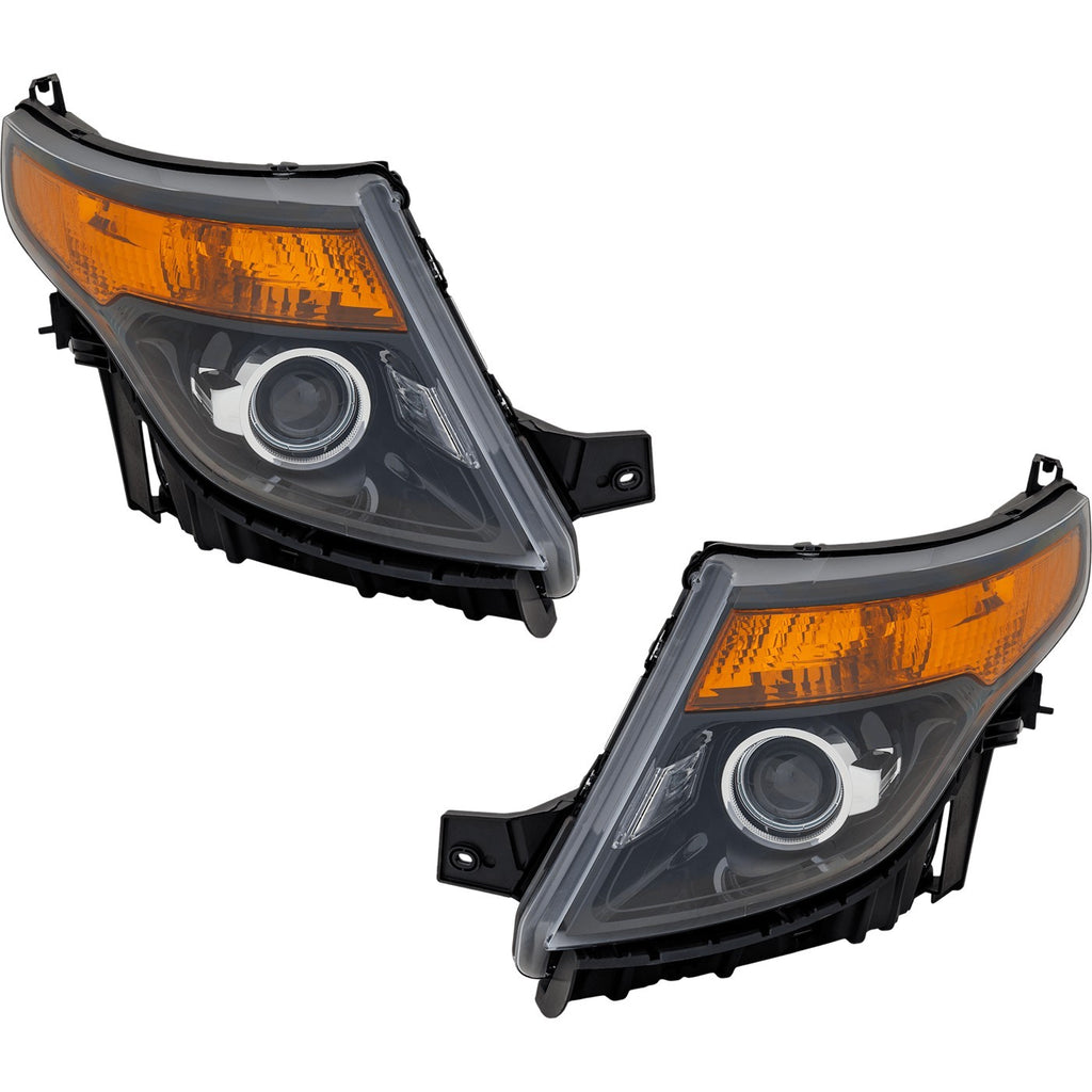 2013-2015 Ford Explorer Headlights - Halogen, Left & Right, w/ Bulbs (DB5Z13008G)