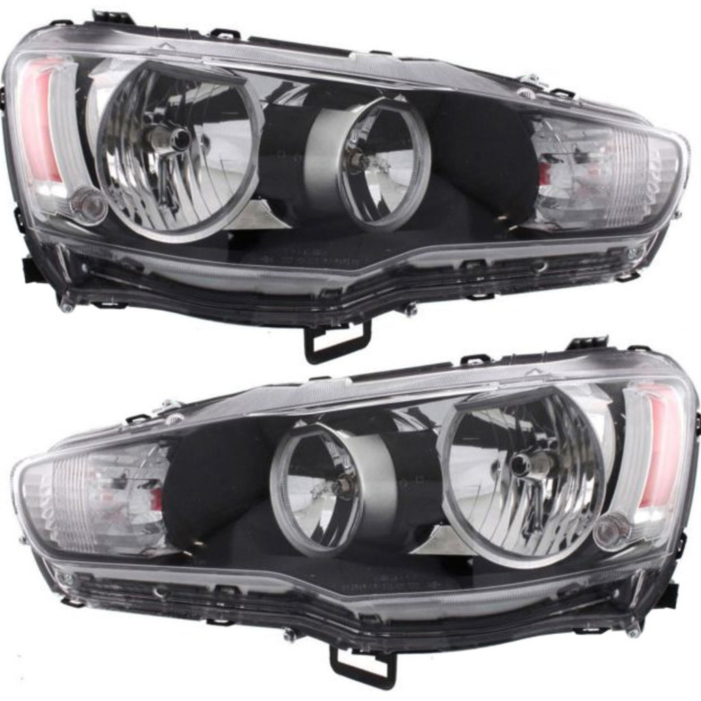 2008-2014 Mitsubishi Lancer Headlights - Left & Right, Chrome (8301B075)