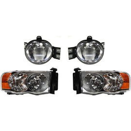 2002-2005 Dodge Ram 1500, Ram 2500 & Ram 3500 Headlights - Left & Right, 4-Piece (55077120AF)