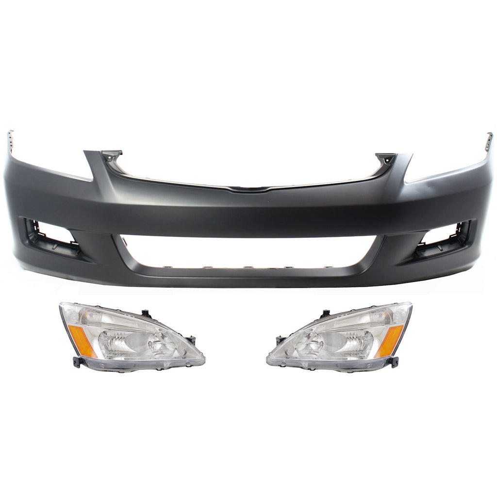 2006-2007 Honda Accord Bumper Cover - Front, 3-Piece, Sedan (33101SDAA01PFM)