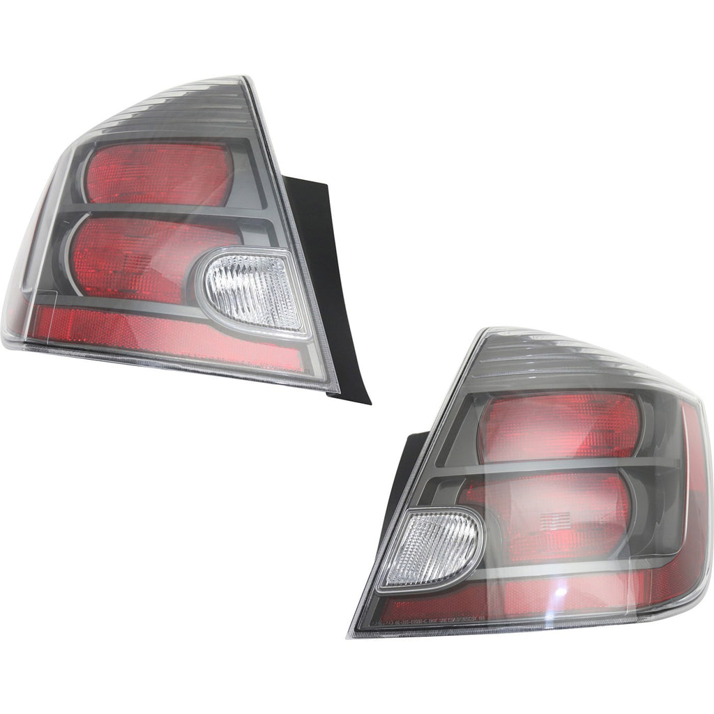 2010-2012 Nissan Sentra Tail Lights - Left & Right, Black, CAPA Certified (26550ZT50B)