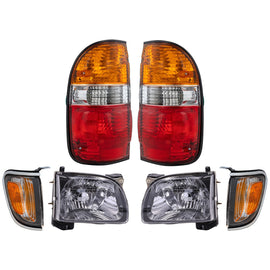 2001-2004 Toyota Tacoma Tail Light Kit, Left & Right, Amber/Clear/Red