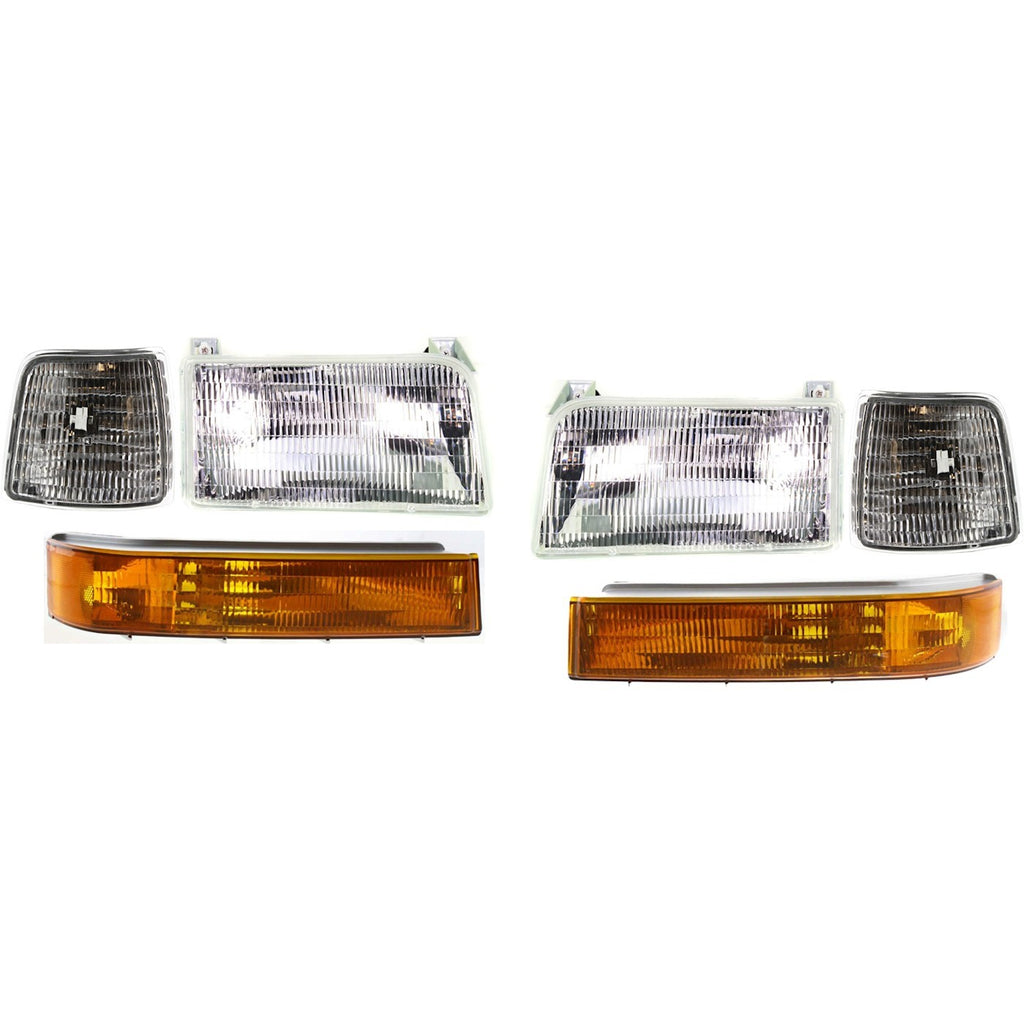 1995-1997 Ford Headlights - Driver & Passenger Side, w/ Bulbs (F2TZ13008A)