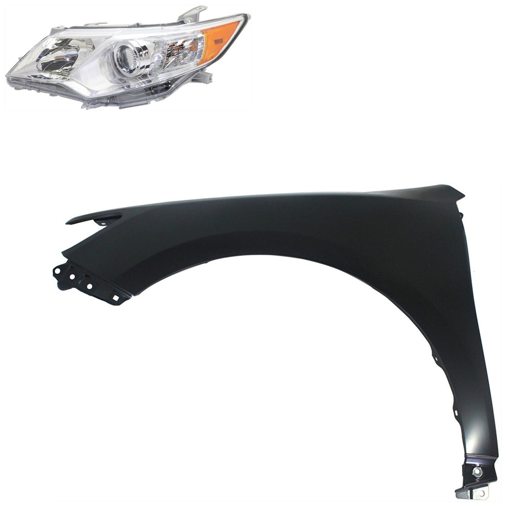 2012-2014 Toyota Camry Headlight - Halogen, Left, w/ Bulbs (5381206150)