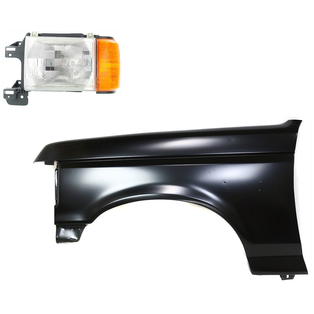 1989-1991 Ford Headlight - Halogen, Driver Side, w/ Bulbs (E9TZ13008D)