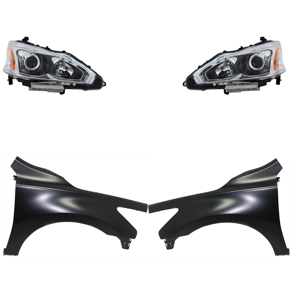 2013-2015 Nissan Altima Headlights - Halogen, Driver & Passenger Side, Assembly (260103TA9A)