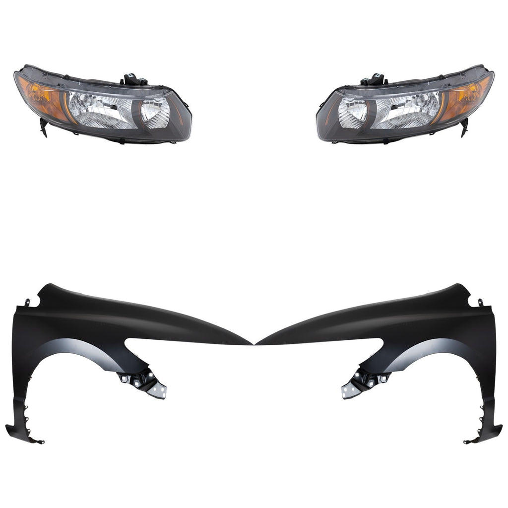 2006-2011 Honda Civic Headlights - Halogen, Left & Right, Coupe (33101SVBA11)