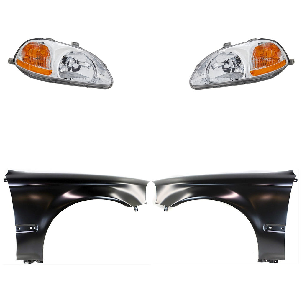 1996-1998 Honda Civic Headlights - Halogen, Left & Right (33101S01305)