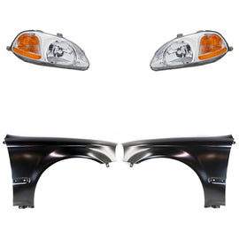 1996-1998 Honda Civic Headlights - Halogen, Left & Right (33101S01305)