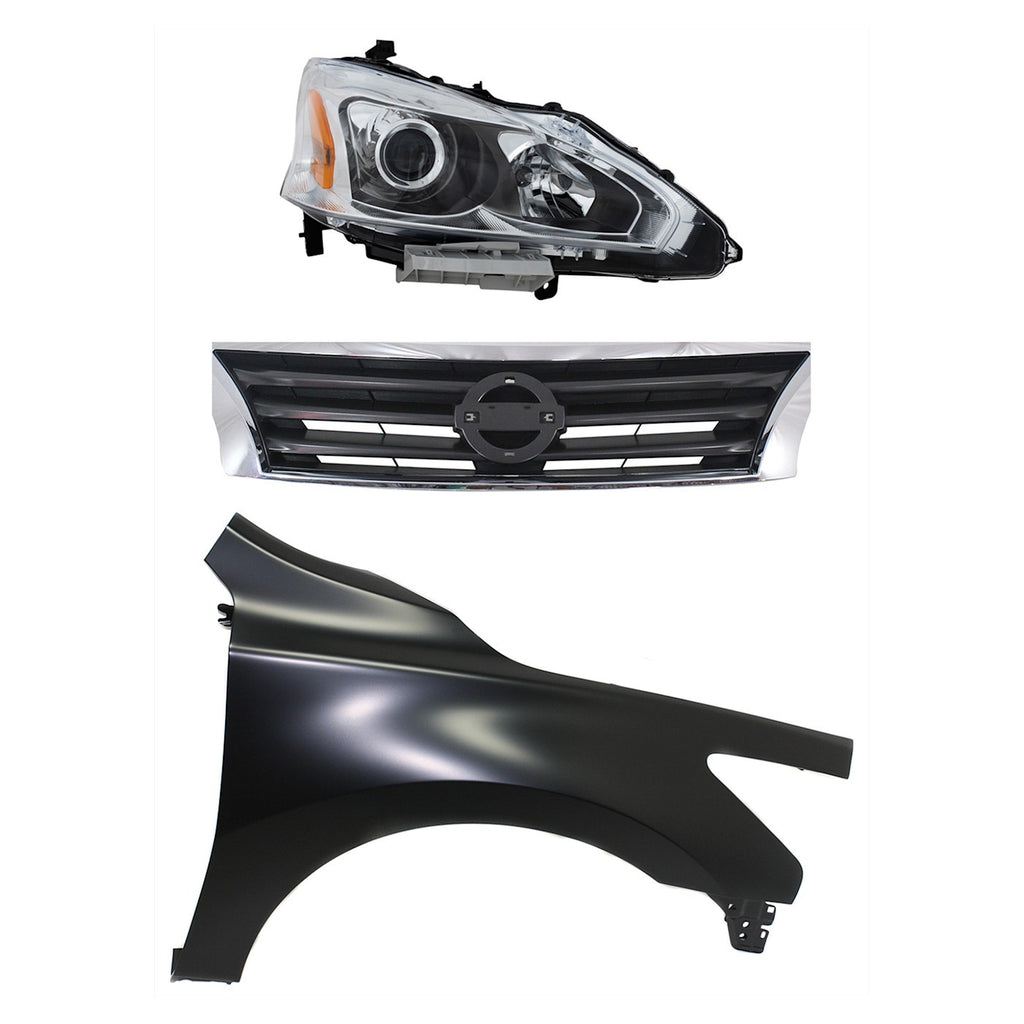 2013-2015 Nissan Altima Headlight - Halogen, Passenger Side, Assembly (260103TA9A)