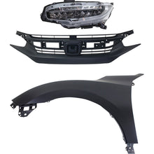 Load image into Gallery viewer, 2016-2018 Honda Civic Grille - LED, Driver Side, Black (33150TBAA11)