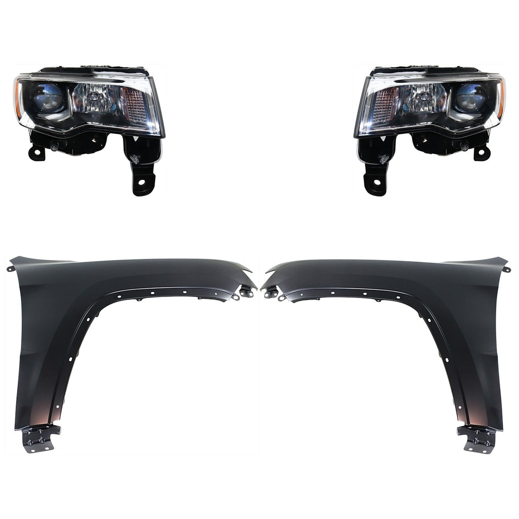 2017-2022 Jeep Grand Cherokee & Grand Cherokee WK Headlights - Left & Right, Chrome, Assembly (68289234AE)