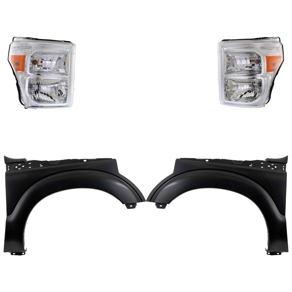 2011-2016 Ford F-250 Super Duty & F-350 Super Duty Headlights - Halogen, Left & Right, CAPA Certified (BC3Z13008E)