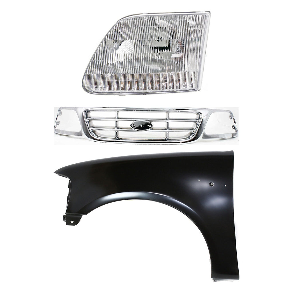 1999-2004 Ford F-150, F-150 Heritage & F-250 Fender - Left, Chrome (XL3Z8200)