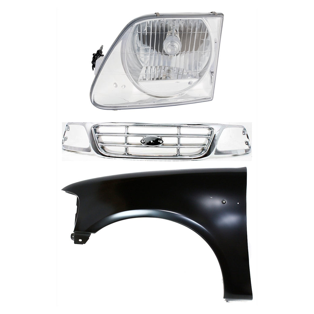 1999-2004 Ford F-150, F-150 Heritage & F-250 Fender - Left, Chrome (XL3Z8200)