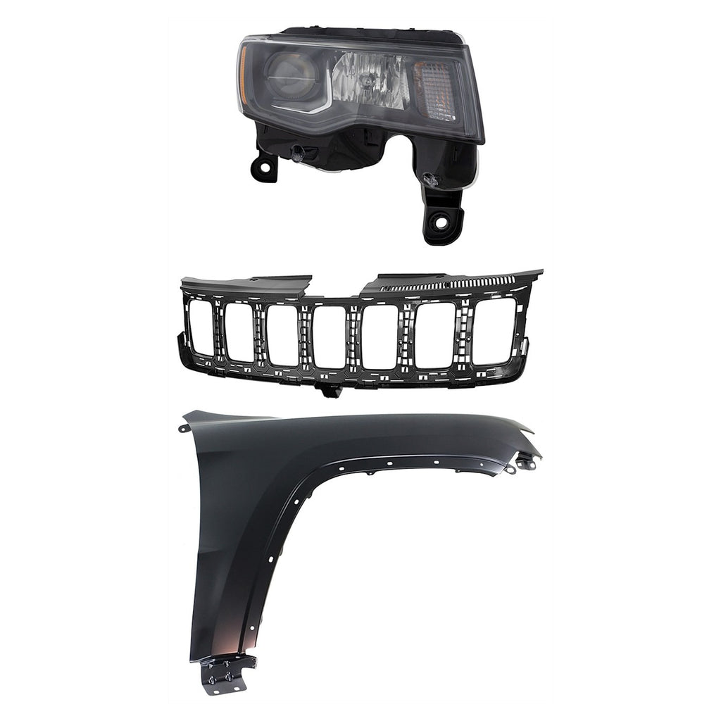 2017-2022 Jeep Grand Cherokee & Grand Cherokee WK Grille - Right, Textured, Assembly (68266646AE)