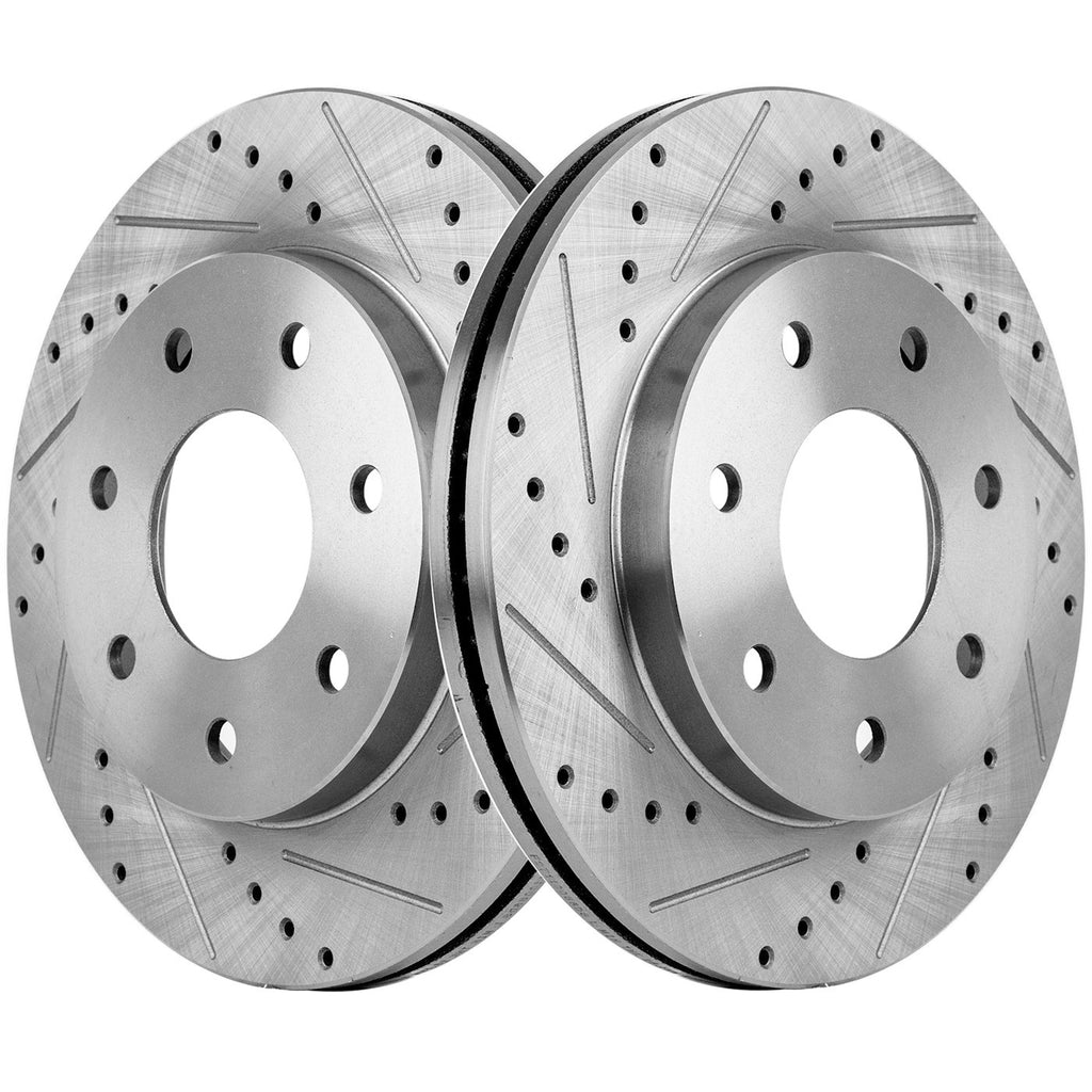 2004-2008 Ford & Lincoln Front Brake Rotors Cross-Drilled & Slotted 4WD