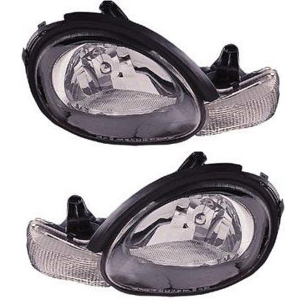 2000-2002 Chrysler Neon, Dodge Neon & Plymouth Neon Headlights - Left & Right, Black (5288511AE)