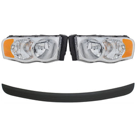 2002-2005 Dodge Ram 1500, Ram 2500 & Ram 3500 Bumper Trim - Halogen, 4-Piece, Assembly (55077120AF)