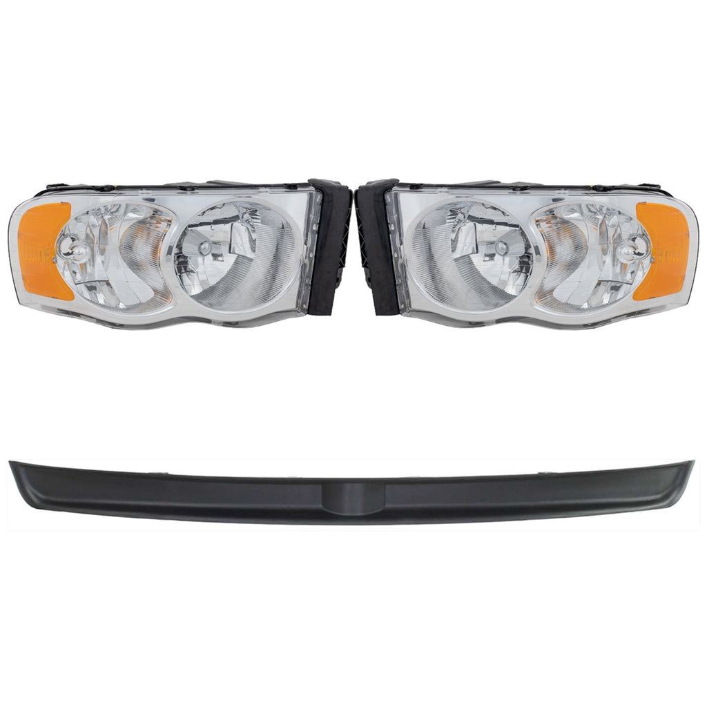 2003-2005 Dodge Ram 1500, Ram 2500 & Ram 3500 Bumper Trim - Halogen, 4-Piece, Assembly (55077120AF)