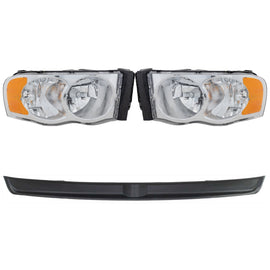 2003-2005 Dodge Ram 1500, Ram 2500 & Ram 3500 Bumper Trim - Halogen, 4-Piece, Assembly (55077120AF)