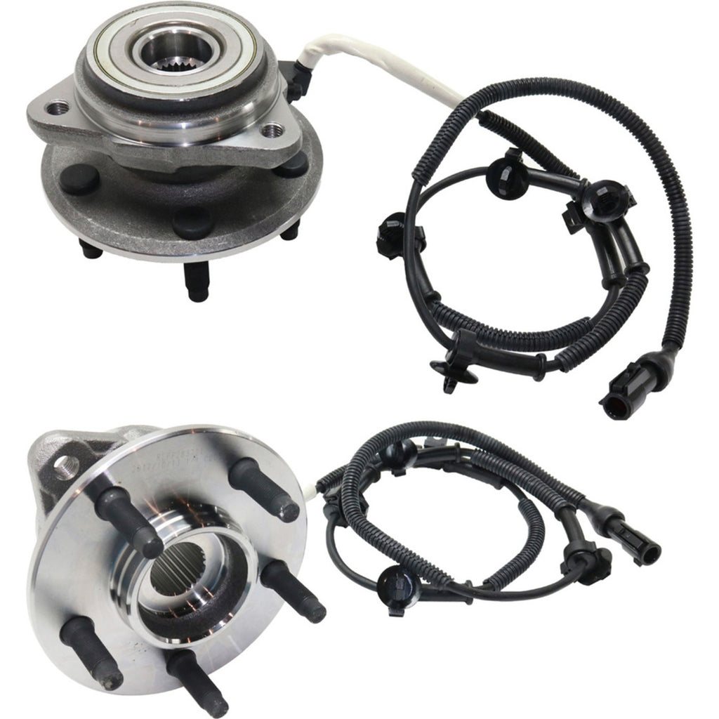 2000-2002 Ford & Mazda Front Wheel Hubs - Driver & Passenger Side, w/ Bearing & Sensor, 4WD