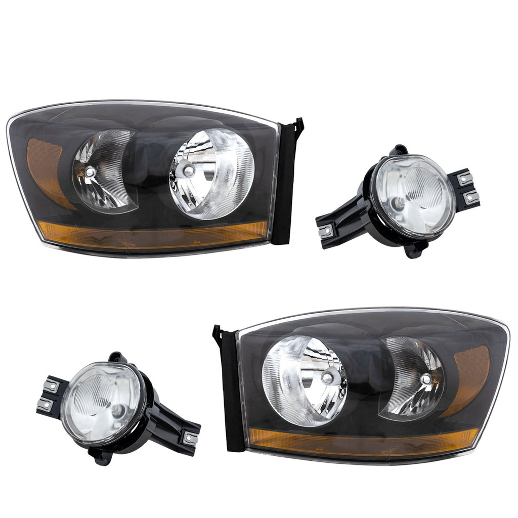 2006-2009 Dodge Ram 1500, Ram 2500 & Ram 3500 Headlights - Driver & Passenger Side (55372814ABPFM)