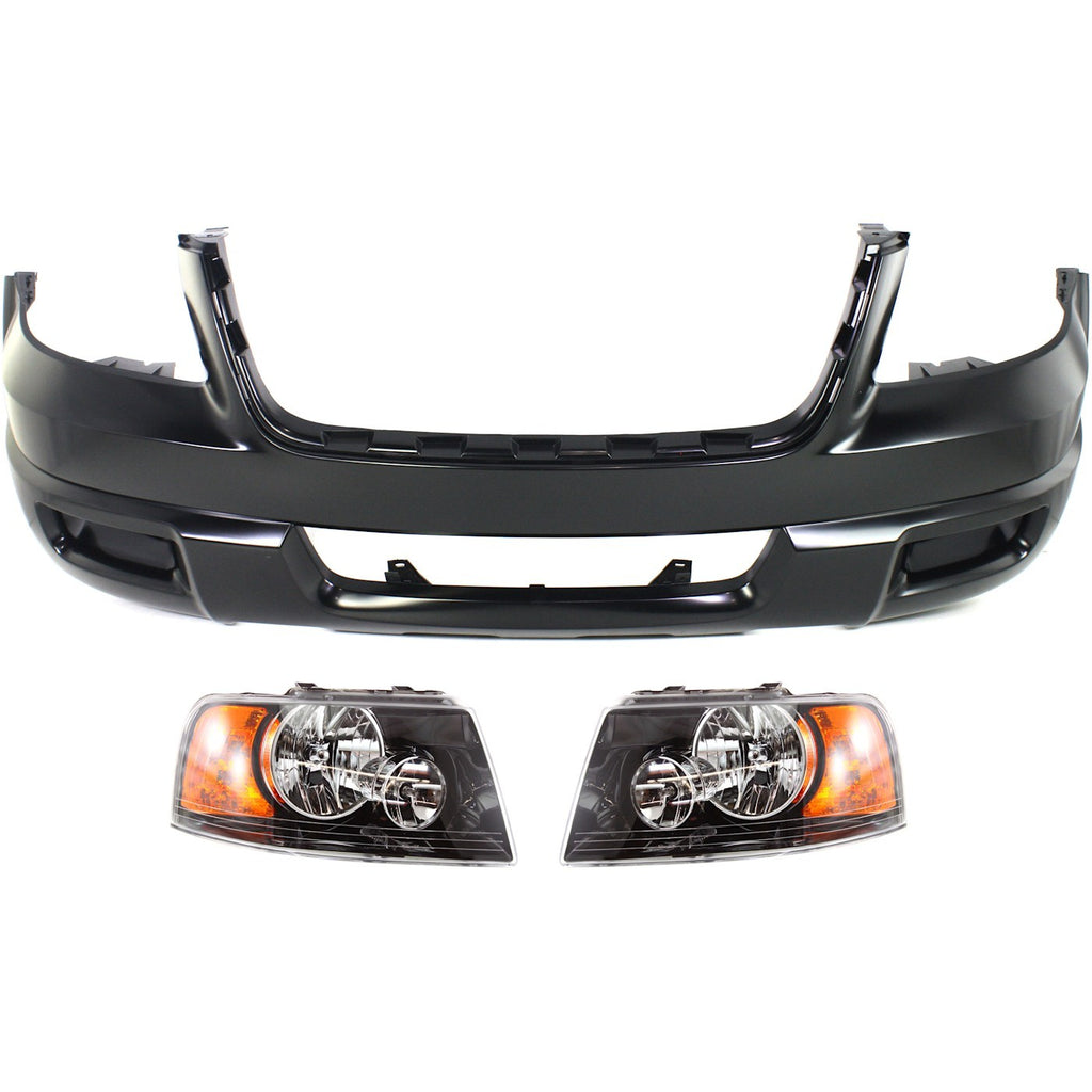 2003 Ford Expedition Bumper Cover - Front, 3-Piece (2L1Z17D957MPTM)