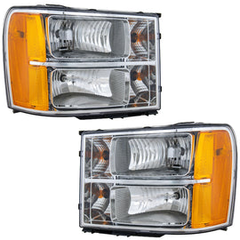 2007-2014 GMC Sierra 1500, Sierra 2500 HD & Sierra 3500 HD Headlights - Halogen, Driver & Passenger Side, w/ Bulbs (20980241)