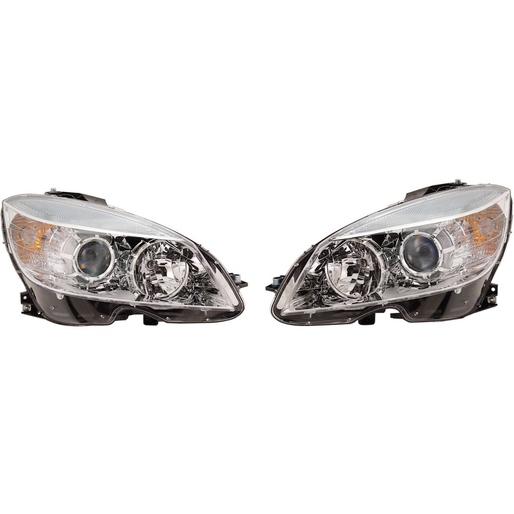 2008-2011 Mercedes-Benz Headlight Pair - Halogen, w/ Bulbs, CAPA Certified