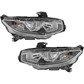 2016-2020 Honda Civic Halogen Headlight Set of 2 with Bulbs Left and Right