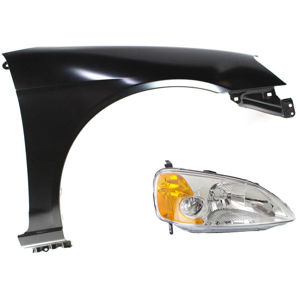 2001-2003 Honda Civic Fender - Right, Primed (33101S5PA01)