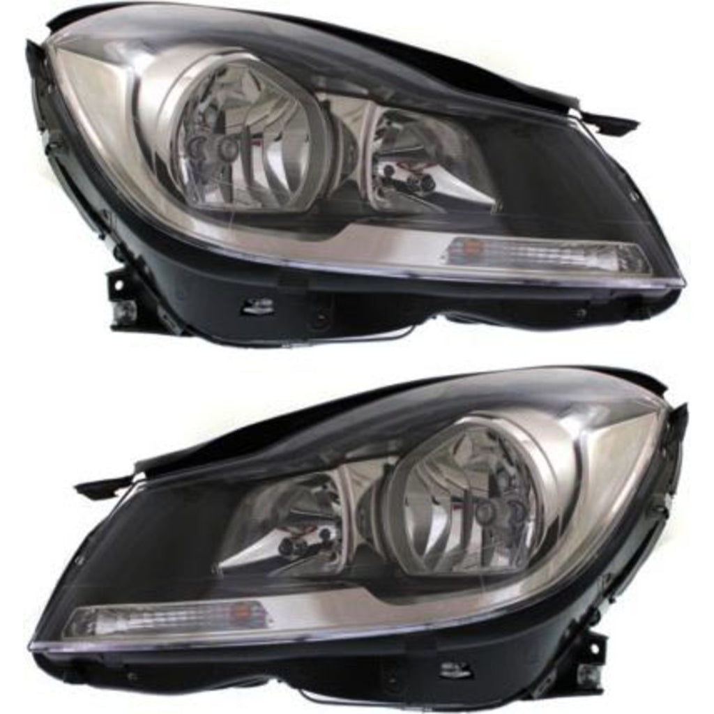 2012-2015 Mercedes-Benz C250, C350 & C63 AMG Headlights - Left & Right, Black Housing (204820003980)