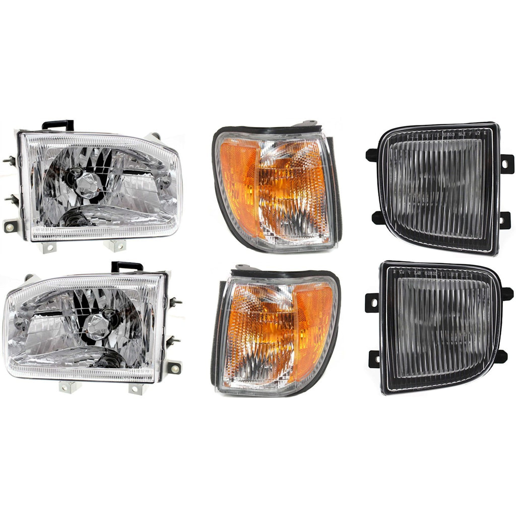1999-2004 Nissan Pathfinder Headlights - Left & Right, 6-Piece (261502W125)
