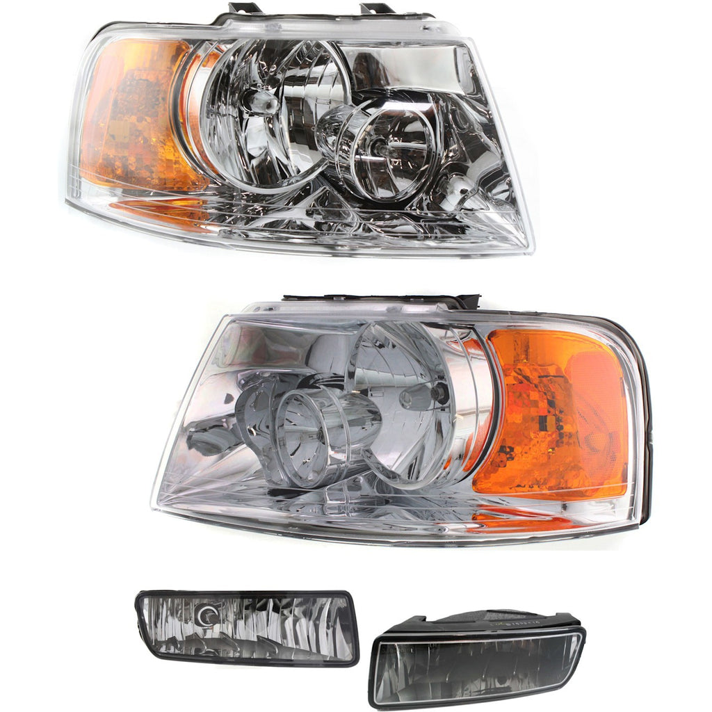 2004-2006 Ford Expedition Headlights - Left & Right, Chrome (6L1Z13008AA)