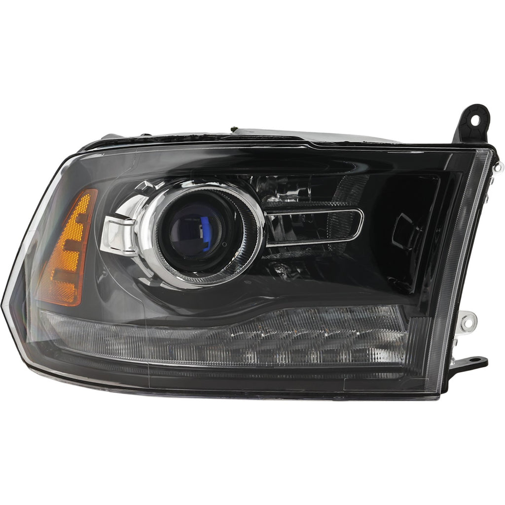 2013-2014 Ram 1500, 2500 & 3500 Headlight - Passenger Side, Black, CAPA Certified (68093220AB)