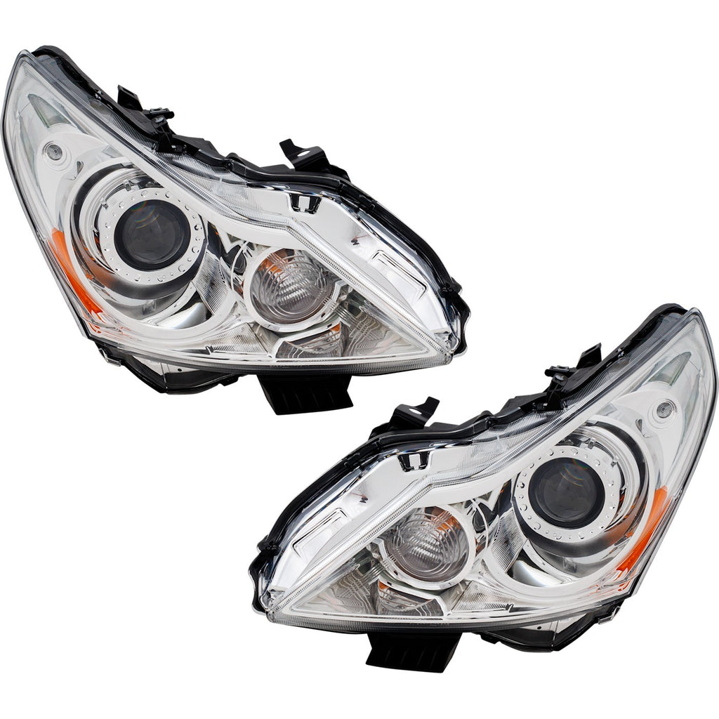 2010-2013 Infiniti G25 & G37 Headlights - Halogen, Left & Right, w/ Bulbs (260101NM1D)