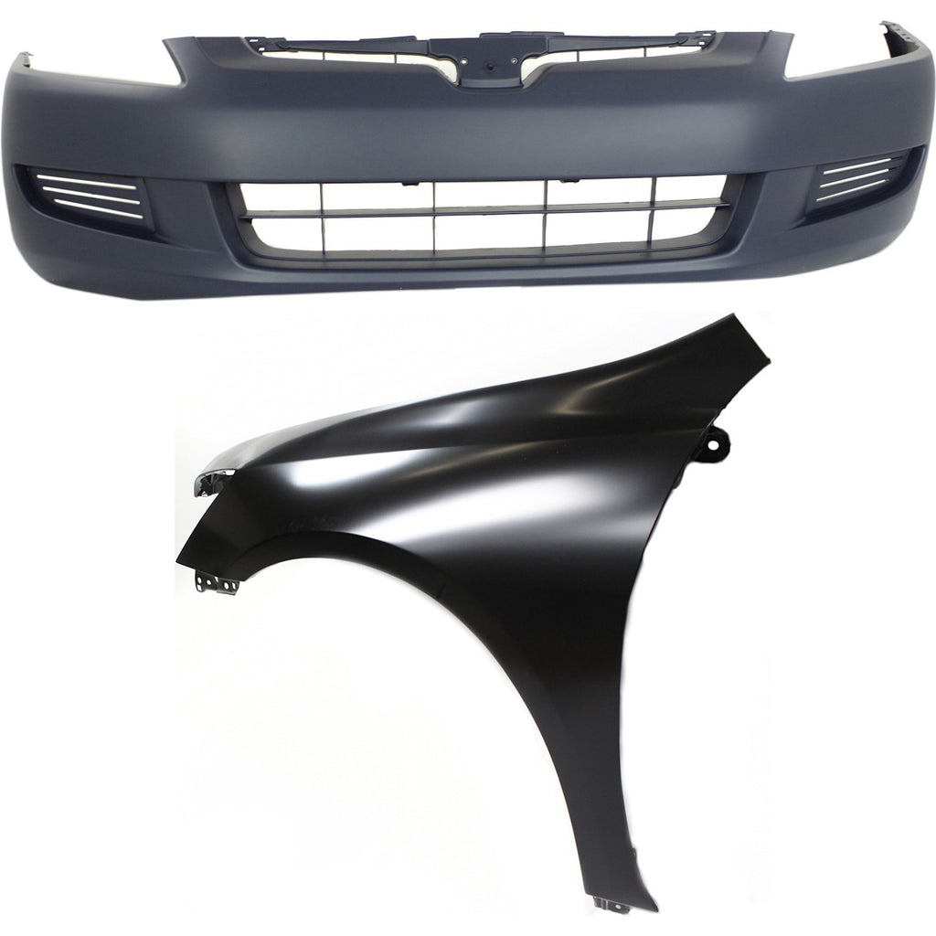 2003-2005 Honda Accord Bumper Cover - Front, Driver Side, Primed (04630SDNA90ZZ)